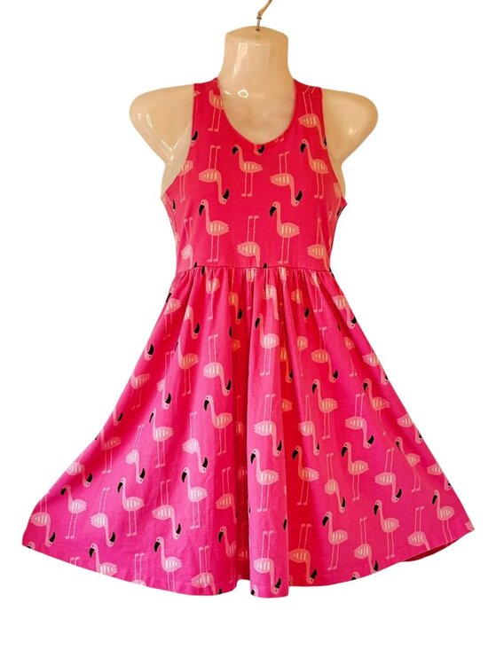 Hanna Andersson Other - Hanna Andersson Crossback Skater Dress with Pockets Pink Flamingo Print Size 10